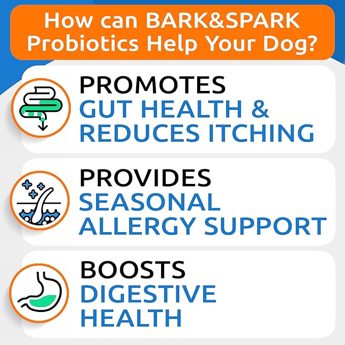 Bark&Spark Dog Probiotics & Digestive Enzymes (Gut Health) Allergy & Itchy Skin - Pet Diarrhea Gas Treatment Upset Stomach Relief, Digestion Health Prebiotic Supplement Large Dog Treats (240Ct Bacon)-PawvioPets