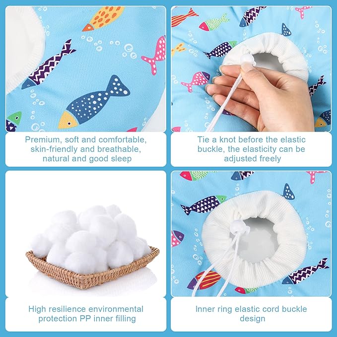 Cat Cone Collar Soft Cute Adjustable Cat Donut Recovery Collar Elizabethan Cats Cones to Stop Licking Comfortable Anti-Bite Neck Cone for Pet Kittens After Surgery-PawvioPets