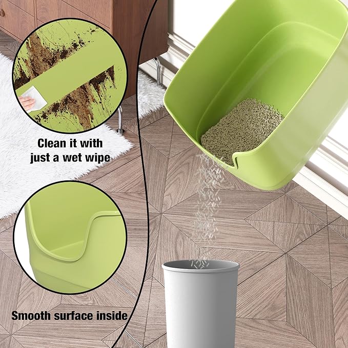 Gefryco Jumbo Cat Litter Box with High Sides, Extra Large for Muti Cats Open Big Cat Litter Box Anti-Splashing, High Wall Litter Tray for Indoor Medium and Large Cats(2Pack)-PawvioPets