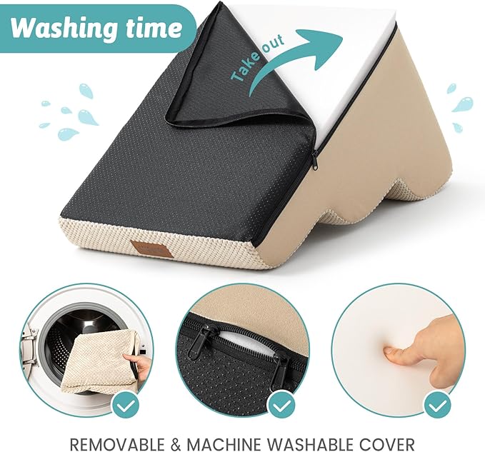 Dog Stairs for Small Dogs 19.7" H, Curved Dog Step for Puppy, Older or Cat, Medium Pet Ramp for Sofa, Couch or Bed, Ladder with High Density Foam, 15.7x28.3x19.7 inch, 4 Step, Beige-PawvioPets