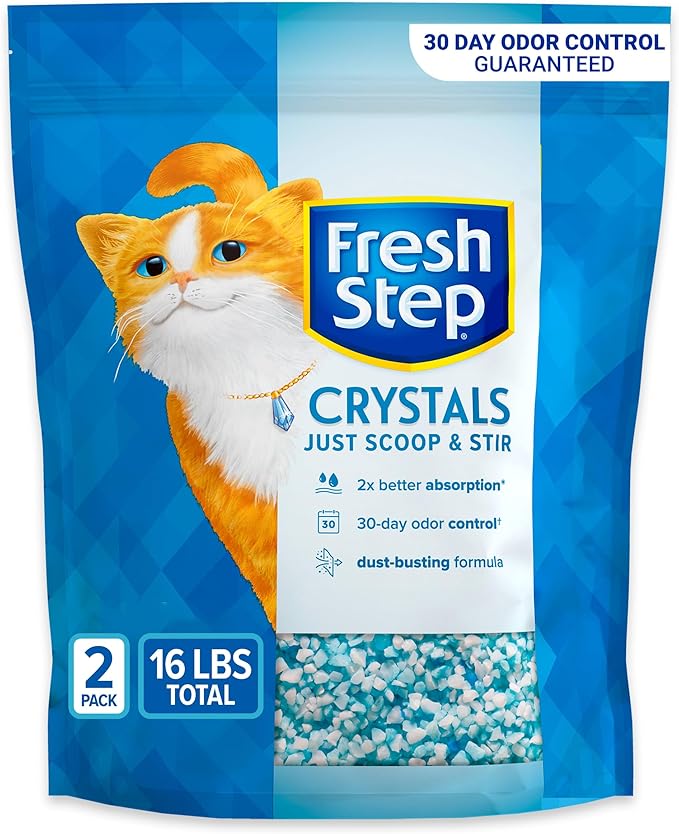 Fresh Step Crystals, Premium Cat Litter, Scented, 8 Pounds, Pack of 2 (Package May Vary)-PawvioPets