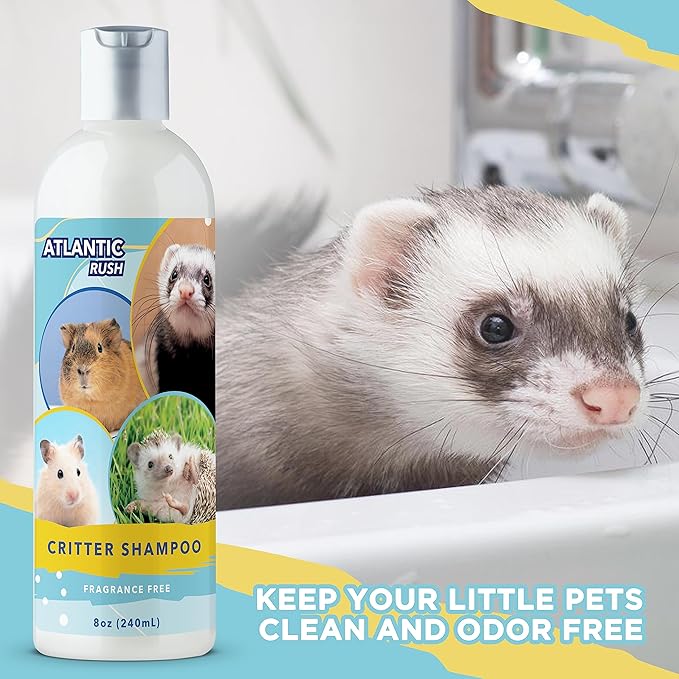 Critter Shampoo for Small Pets -Small Animal Fragrance & Detergent Free Shampoo - Sensitive Skin Shampoo for Ferrets, Guinea Pigs, Rabbits, Hedgehogs, Hamsters & Sugar Gliders (8 oz Fragrance Free)-PawvioPets