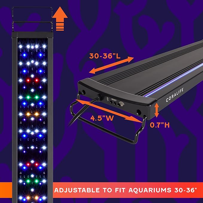 Coralife Fish Tank Aquarium Seascape WiFi/Bluetooth Smart LED Light Fixture, 30-36"-PawvioPets