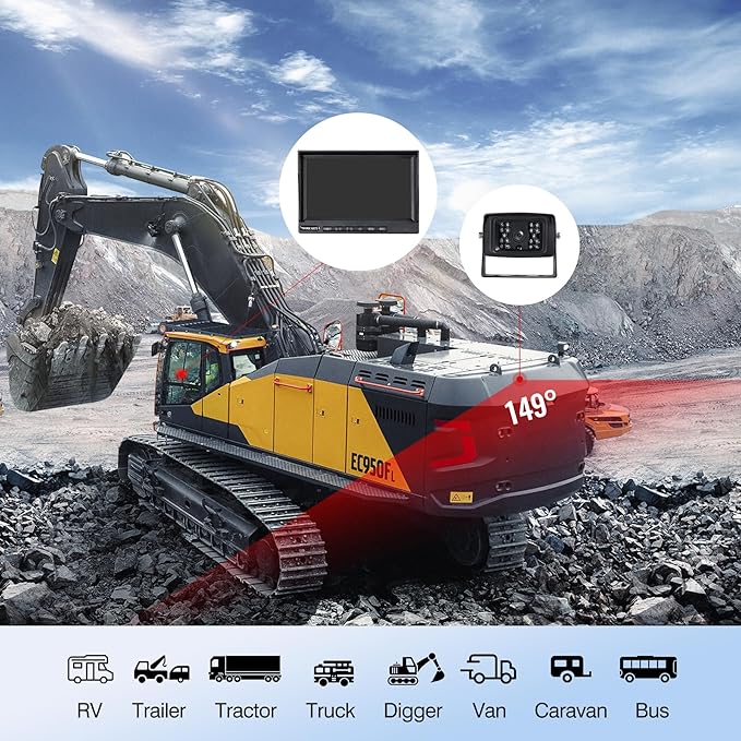 7-inch AHD1080P Wired RV Backup Camera System, IP69k Waterproof IR Night Vision Reversing Camera, Vibration-Proof 20G for Trailer/Tractors/Truck/Excavator/Caravan/Skid Steer/Heavy Equipment-PawvioPets