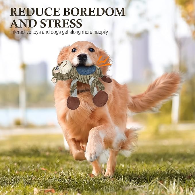 Dog Toys for Large Dog - Plush Squeaky Medium & Small Dog Toys - Stuffed Animals Puppy Toys - Funny Cute Dog Toys for Dog Birthday Presents (Monkey)-PawvioPets