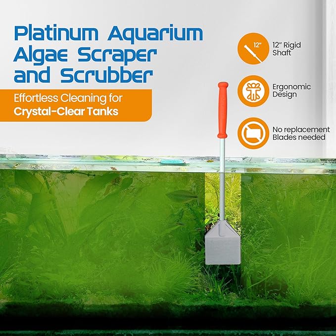 FL!PPER Flipper Platinum Aquarium Algae Scraper | Glass & Acrylic Tank Cleaner with Serrated Blade for Efficient Aquarium Maintenance (12” Nano)-PawvioPets