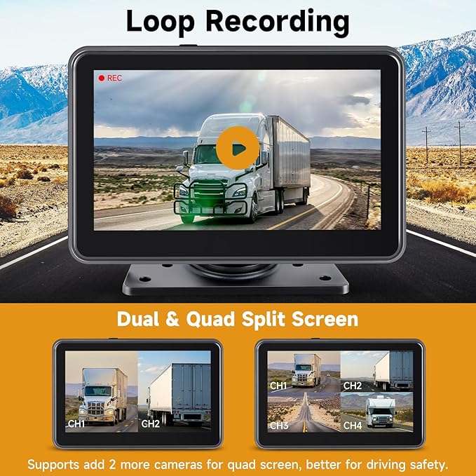 7'' HD1080P Wired Backup Camera System with Touch Screen Monitor, 2 Wired Rear View Cameras, Colorful Night Vision& IP68 Rated &10G Vibration, Backup Camera for Trucks/RVs/Trailers/Skid Steer-PawvioPets