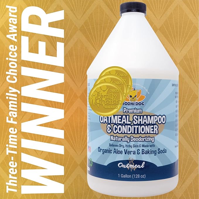 Bodhi Dog Organic Oatmeal Dog Shampoo & Conditioner - Hypoallergenic Formula - Naturally Deodorize Dogs, Cats & Pets - Moisturizes Dry, Itchy & Sensitive Skin - Made in USA (1 Gallon)-PawvioPets