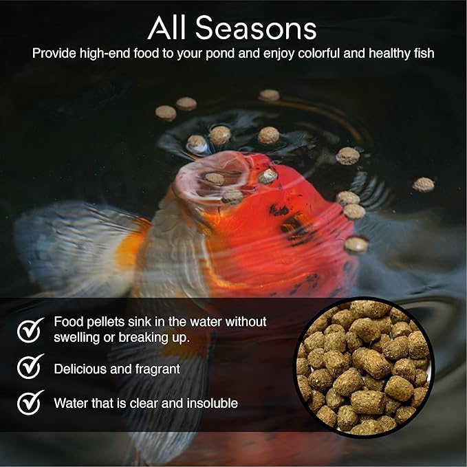BIG Kahuna Koi Fish Food- 20lbs Koi Food – Made in The USA - Food Floating Pellets – 3/16" - 1/4" Pellet Size – 32% Protein Fish Food – Rich in Nutrients-PawvioPets