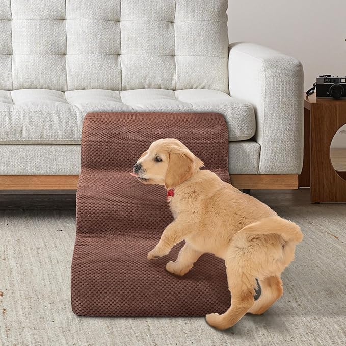 Dog Stairs for Small Dogs - High Density Foam Pet Steps, Extra Wide Dog Ramp with Non-Slip Bottom for High Beds, Couch and Sofa, Best for Dogs Injured, Older Doggy Cats-PawvioPets
