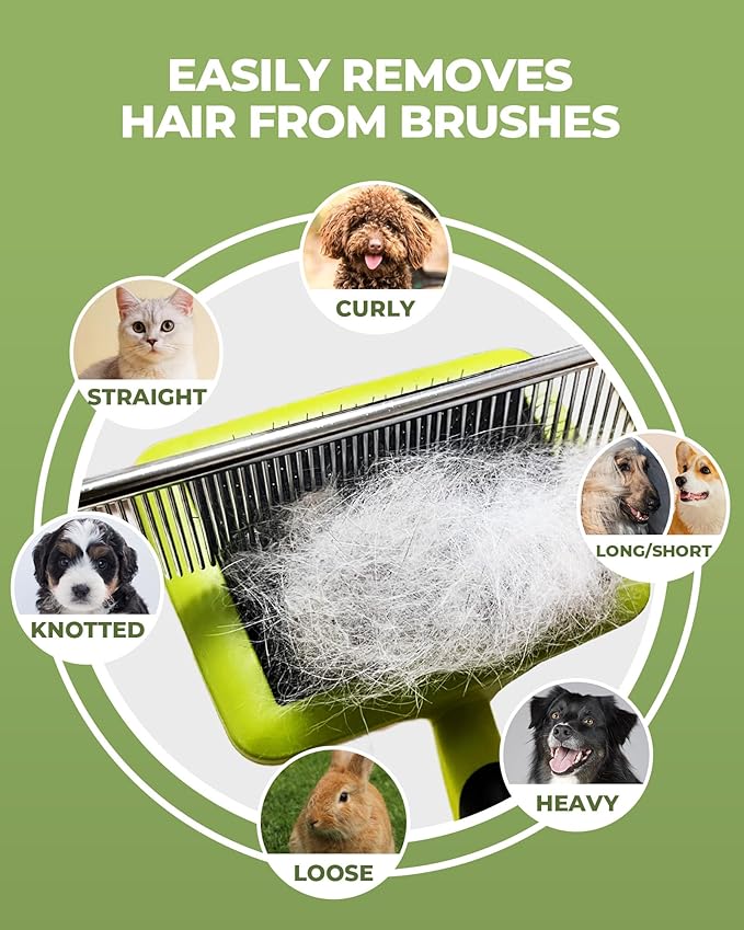 Dog Brush for Shedding Grooming,6 Pack Long-Pin Brush Set for Long Haired Dog Cat Goldendoodles Poodles Doodles Green-PawvioPets