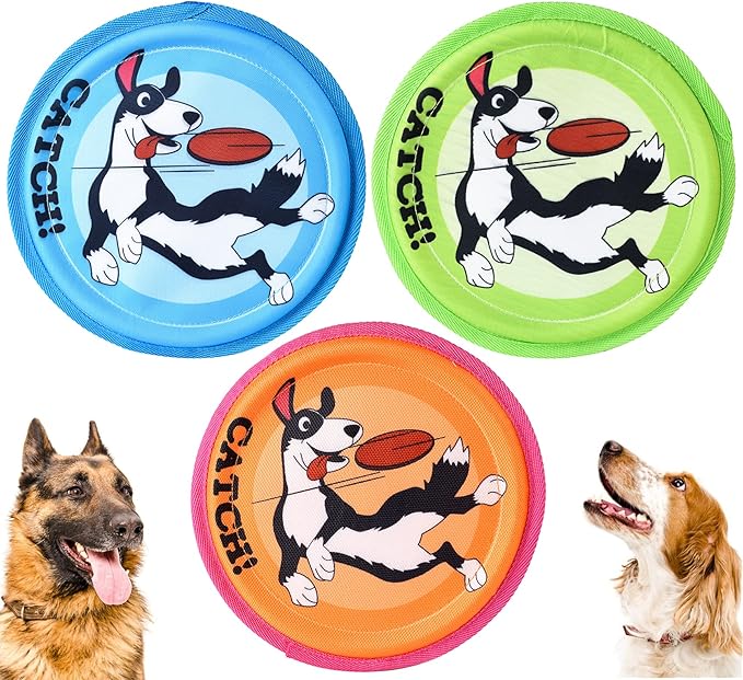 Dog Flying Disc, 3 Pack Dogs Flyer Toys, Lightweight Flying Disc Dog Fetch Toy for Small, Large Dogs & Puppies - Floats in Water & Safe on Teeth-PawvioPets