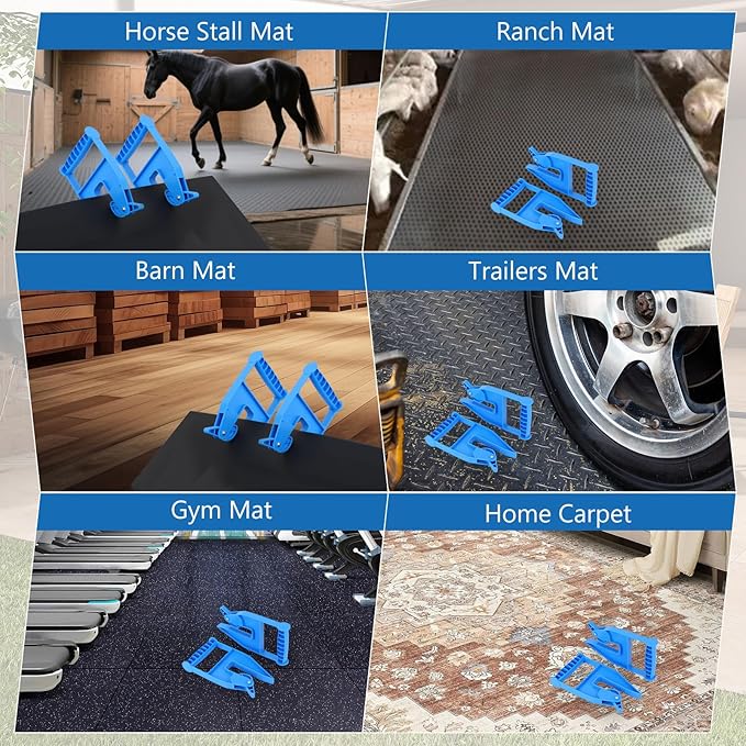 2 Piece Mat Movers Set, Heavy Duty Rubber Mat Grippers for Horse Stalls, Gym, Barn, Trailer, Stall Mat Handlers with Strong Handle and Plastic Teeth, Effortless Mat Puller for Tack Room, Barn-PawvioPets