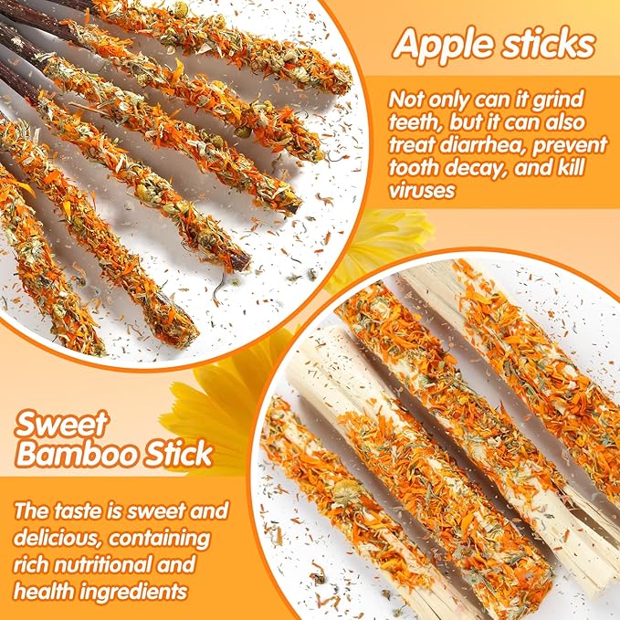 Apple Sticks for Rabbits, Natural Bunny Chew Toys Wood Treats Food for Small Animals,Hamsters, Chinchillas Squirrel Bunny Guinea Pigs Small Pet Apple Chew Sticks-PawvioPets