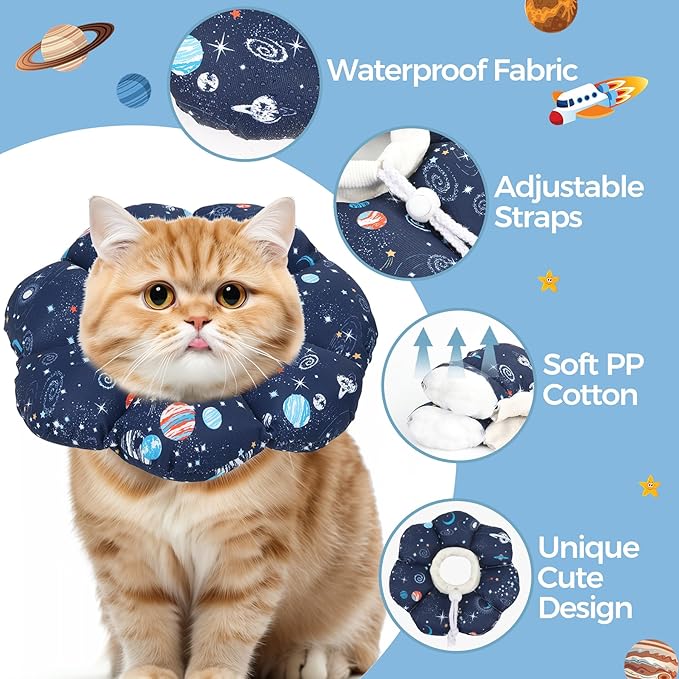 ComSaf Soft, Protective Adjustable Cat Cone Collar to Stop Licking After Surgery, Comfortable Lightweight Elizabethan Collar for Large Cat and Small Dog, Dog Recovery Collar Prevents Licking Wounds-PawvioPets