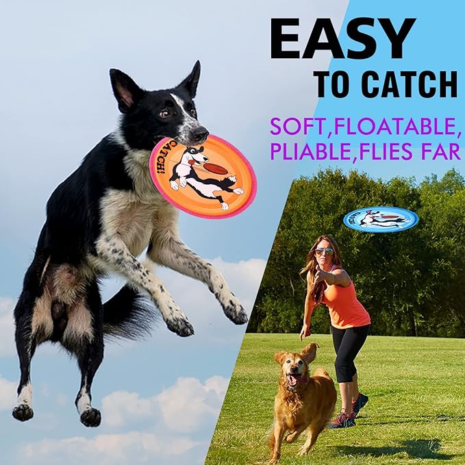 Dog Flying Disc, 3 Pack Dogs Flyer Toys, Lightweight Flying Disc Dog Fetch Toy for Small, Large Dogs & Puppies - Floats in Water & Safe on Teeth-PawvioPets