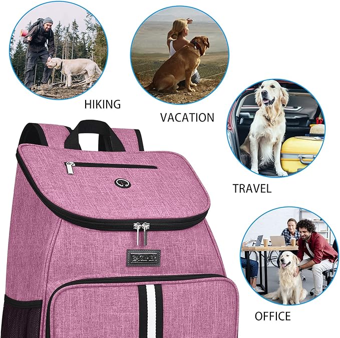 BAGLHER丨Dog Travel Bag, Airline Approved Pet Supplies Backpack, Dog Travel Backpack with 2 Silicone Collapsible Bowls and 2 Food Baskets-PawvioPets