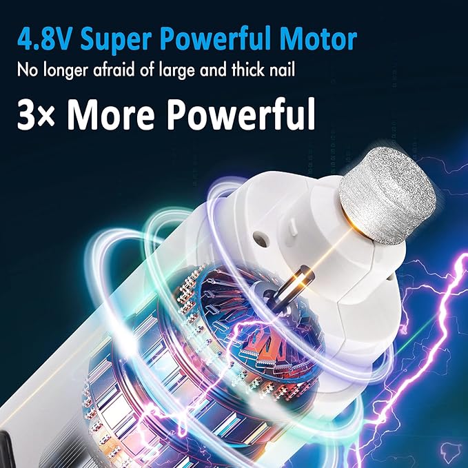 Casfuy Dog Nail Grinder with 2 LED Light for Large Medium Small Dogs - 3X More Powerful 2-Speed Electric Pet Nail Trimmer Rechargeable Quiet Painless Paws Grooming & Smoothing Tool (White)-PawvioPets