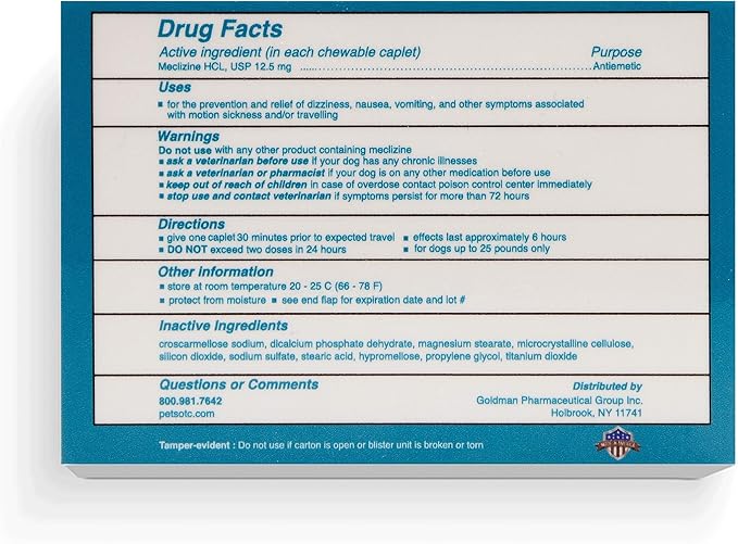 Anti-Motion Sickness and Nausea Relief for Small Breed Dogs, Relief for Disorientation and Dizziness, 10 Tablets-PawvioPets