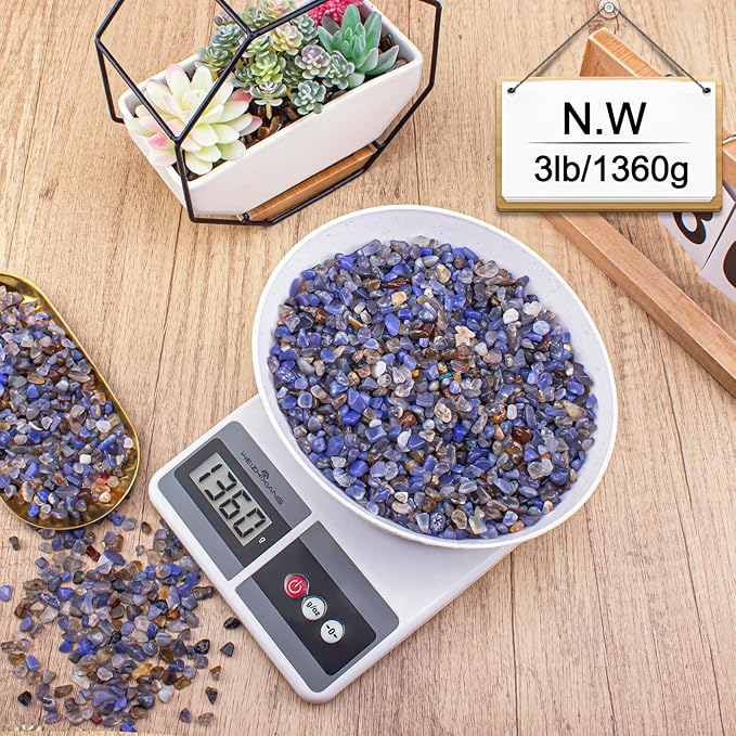 3 Lb Blue Agate Polished Tumbled Stones Chips, Aquarium Gravel Rocks Natural Decorative Pebbles Marbles for Aquarium, Vase Fillers, Succulent Plants Decor-PawvioPets