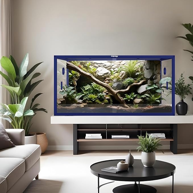 120 Gallon Bearded Dragon Tank,48" x 24" x 24" Reptile Tank with Sliding Door Top Screen Ventilation, Front Opening Reptile Enclosure for Easy Maintenance-PawvioPets