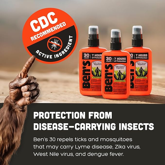 Ben's Tick & Insect Repellent - Travel Size Bug Spray with 30% DEET for Mosquitoes, Ticks & More - Up to 7 Hours of Protection - Fragrance-Free - 3.4 Fl Oz (4 Pack)-PawvioPets