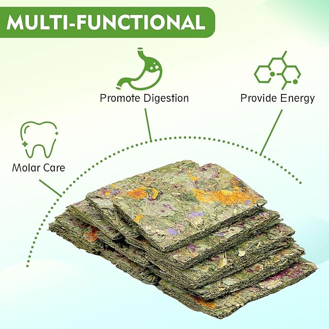 Fhiny 12 PCS Rabbit Timothy Hay Chips Toys, Natural Bunny Molar Treats with Herbal Flowers Rabbit Chew Toys for Teeth Small Animal Snacks for Rats Chinchillas Guinea Pigs Hamsters-PawvioPets