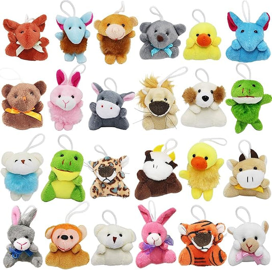 24 Packs Mini Plush Animals Toys, Animals Keychain Charms for Kids, Small Stuffed Animal Bulk for Kids, Easter Party Favors, Easter Basket Stuffers, Carnival Prizes, School Gifts-PawvioPets