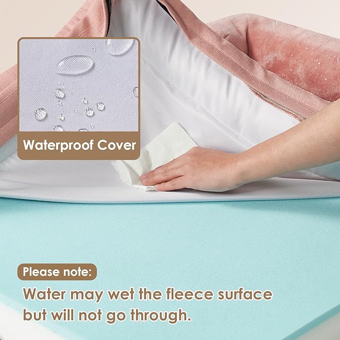 EHEYCIGA Orthopedic Dog Bed for Medium Dogs, Waterproof Memory Foam Medium Dog Beds with Sides, Non-Slip Bottom and Egg-Crate Foam Pet Couch Bed with Washable Removable Cover, Dusty Pink-PawvioPets