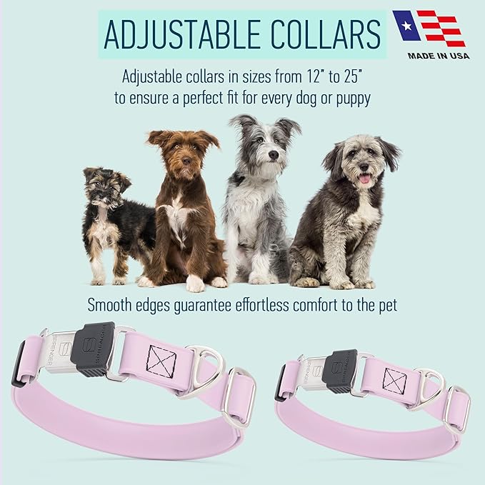 Dogline Biothane Waterproof Dog Collar with Herm Sprenger Black Stainless Steel Quick Release Buckle – Heavy Duty Tactical Durable Collar for Dogs – Comfortable and Safe Pet Collar W1 L 15-25" Pastel-PawvioPets