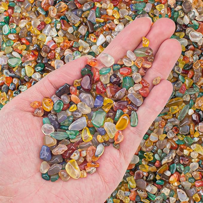 Colorful Agate Crystal Stones Crushed Quartz Chips Bulk 3 Lb, Natural Polished Tumbled Gemstones Gravel Rocks for Aquarium, Garden and Home Decoration-PawvioPets
