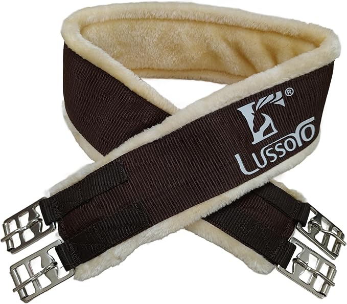 English Girth for Horse English Girth with Fleece Lightweight Horse Girth for English Saddle Size 42 (Brown)-PawvioPets