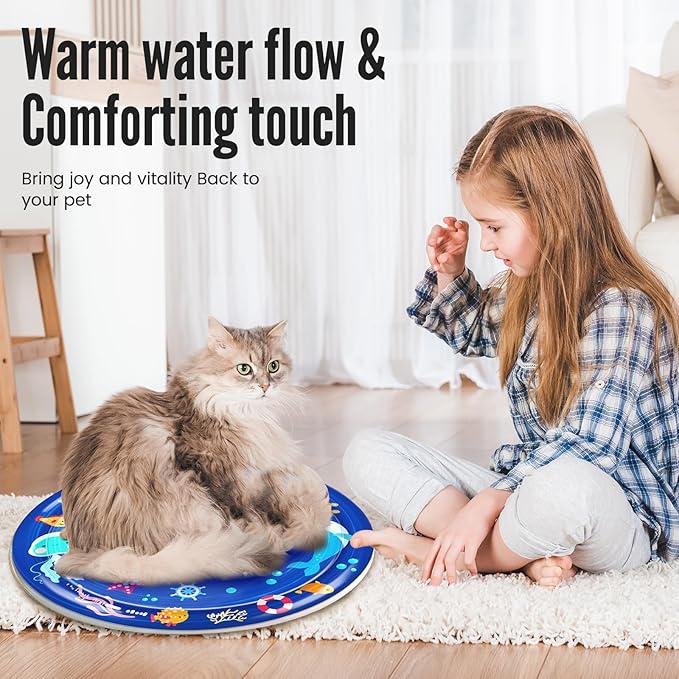 cat Cold pad, Portable Water-Filled, Interactive cat Toy, Suitable for All Kinds of Pets, Keeping Your Pets Cool in Summer Ocean Blue-PawvioPets