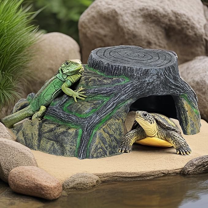 Gecko Tank Accessories, Tortoise Habitat Accessories, Ball Python Tank Accessories, Large Snake Hides, Perfect Terrarium Decor for Reptile Gecko Basking Humid Hiding (Large)-PawvioPets