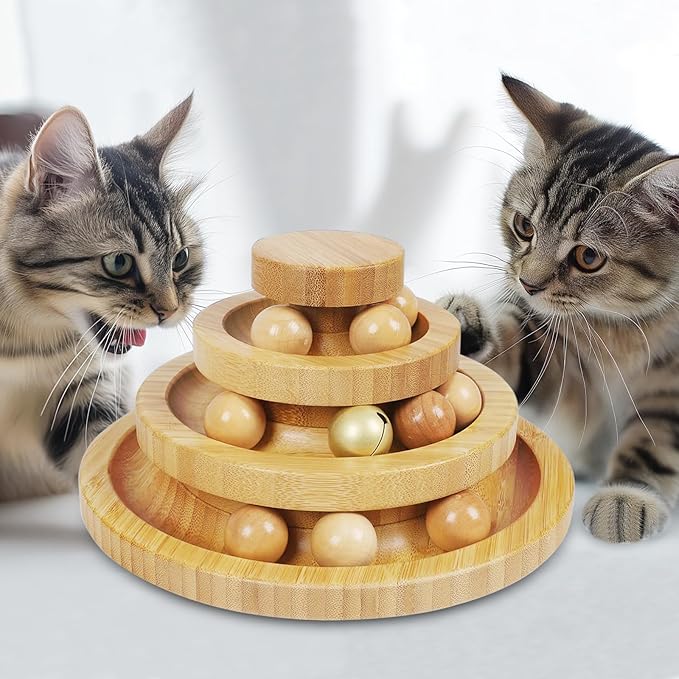 Cat Ball Track - 3-Level Cat Ball Tower with 9 Removable Balls for Interactive Play and Mental, Physical Exercise - Large Size-PawvioPets