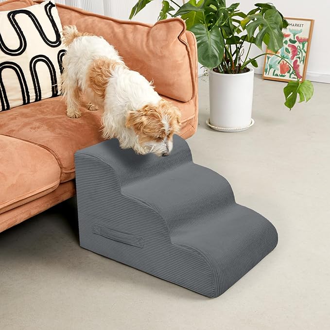 Dog Stairs for Small Dogs and Cats, 20" H 4 Steps Dog Ramp for High Beds, Couch, Sofa, Waterproof Pet Stairs with Removable Washable Cover, Non-Slip Sturdy Pet Steps-PawvioPets