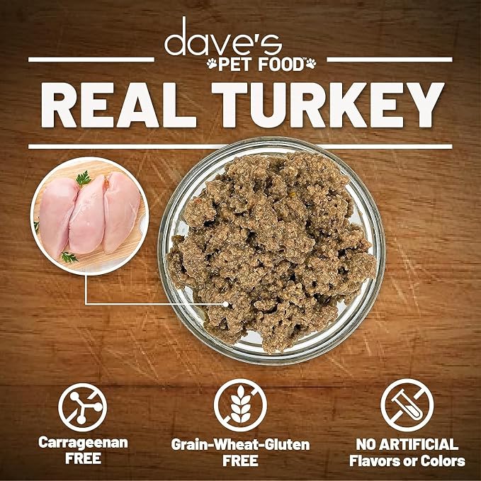 Dave's Pet Food Grain Free Wet Canned Cat Food (Turkey), Made in USA Naturally Healthy, Added Vitamins & Minerals, Gluten-Free, 12.5 oz Cans (12 Pack)-PawvioPets