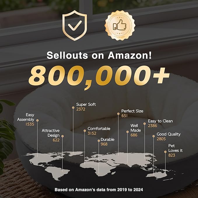 Love's cabin Round Donut Cat and Dog Cushion Bed, 20in Pet Bed for Cats or Small Dogs, Anti-Slip & Water-Resistant Bottom, Super Soft Durable Fabric Pet Beds, Washable Luxury Cat & Dog Bed Brown-PawvioPets