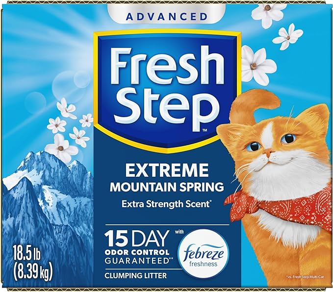 Fresh Step Advanced Extreme Clumping Litter with Febreze Freshness with Mountain Spring Scent, Fights Odor on Contact, 37 lbs. (2 x 18.5 lb. Box)-PawvioPets