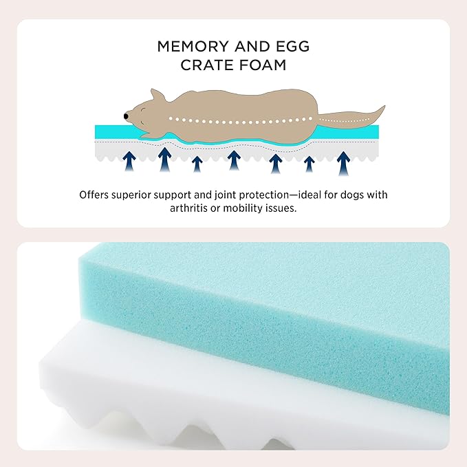 Bedsure Orthopedic Dog Bed Large Sized Dog - Memory Foam Pet Mattress with Removable Washable Cover and Egg Crate Foam, Thick Flat Suitable for Pet Up to 65 lbs, 36x27x3.5 Inches, Grey-PawvioPets
