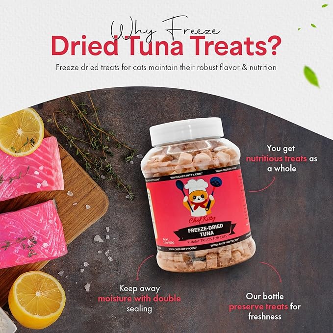 Freeze-Dried Tuna Treats for Cats & Dogs – 100% Wild Caught, Single Ingredient, High-Protein, Healthy Snack – No Additives or Preservatives – 3.5oz - Inspected & Tested in USA-PawvioPets