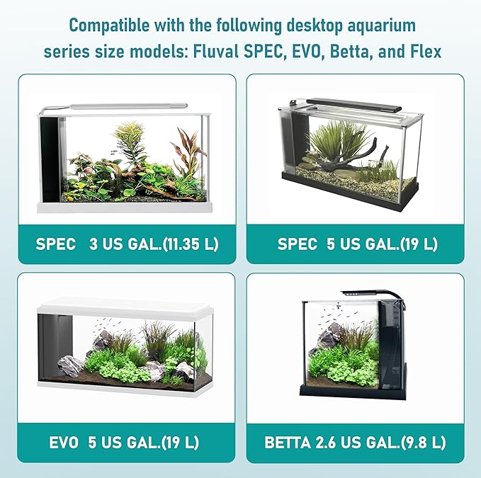 Aquarium Filter Replacement Set, 3-Stage Filtration Compatible with Fluval SPEC EVO Flex Series, Includes 2 Carbon Filter Refills, 2 Foam Filter, 2 Ceramic Rings & 1 Filter Cord-PawvioPets
