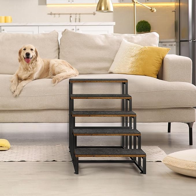 Dog Stairs Ramps Dog Stairs for High Bed Couch 5 Tier Pet Stairs for Small Medium Large Dogs and Cats Pet Step with Non-Slip Stair Tread for Puppy, The Old, and Injured Dogs-PawvioPets