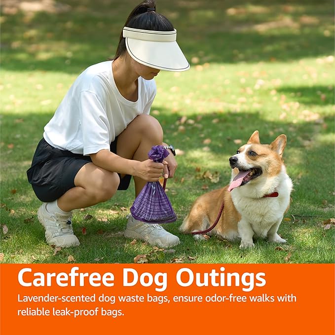Amazon Basics Premium Lavender Scented Standard Dog Waste Bags, 300 Count (15 Pack of 20)-PawvioPets