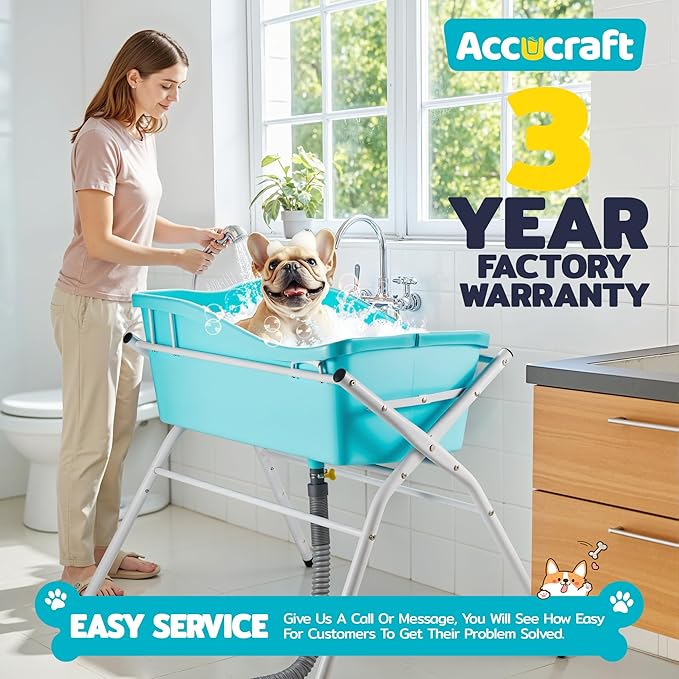 Dog Bath Tub, Portable Dog Washing Bathing Station, 3 Levels Elevated Foldable Dog Bath for Shower and Grooming, Collapsible Shower Bathtub Pet Tub for Small and Medium Size Dogs-PawvioPets