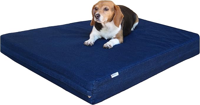Dogbed4less Premium Orthopedic Memory Foam Dog Bed for Medium Large Dogs, Washable Durable Denim Cover, Waterproof and Extra External Pet Bed Case 37"X27"X4"-PawvioPets