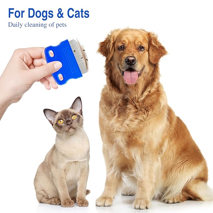 2 Pack Professional Eye Comb For Pets,Stainless Steel Tear Stain Remover For Cats & Dogs,Gentle Round-Head Grooming Tool,Precisely Removes Stains, Dirt And Debris From The Eye Area-PawvioPets