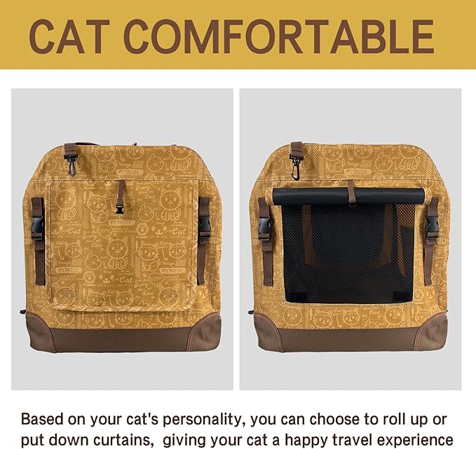 Extra Large Cat Carrier Soft Sided, Portable Small Dog Carrier for 2 Cats, 24"x16.5"x16" Car Travel Folding Comfortable Design, Yellow-PawvioPets
