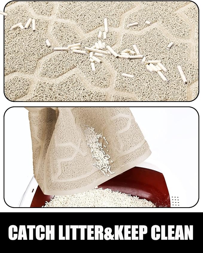 Yimobra Cat Litter Mat, 24"x20" Litter Mat with Litter Lock Mesh, Soft Cat Litter Mat Litter Trapping Mat, Easy to Clean, Non-Slip, Water Resistant, Litter Free Floors, Beige-PawvioPets
