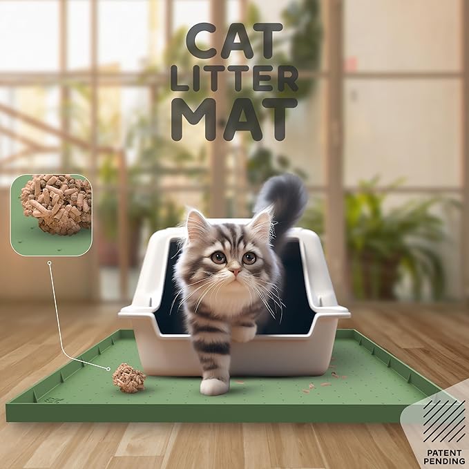 32x24x1” XL Dog Food Mat - All Purpose Under Sink Liner, Washer and Dryer Covers for The Top, Silicone Griddle Mat for Blackstone - Raised Edges Dog Mat for Food and Water Prevent Spill, Waterproof-PawvioPets